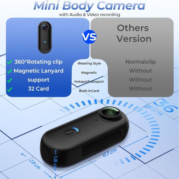 Big Summer Sale Limited Time Offer AED 99د.إ:LENND 4k Action Camera,Mini Vlogging Camera,Small Body Camera with IPX7 Waterproof,Underwater Camcorder,Hands-Free POV Recording,...
