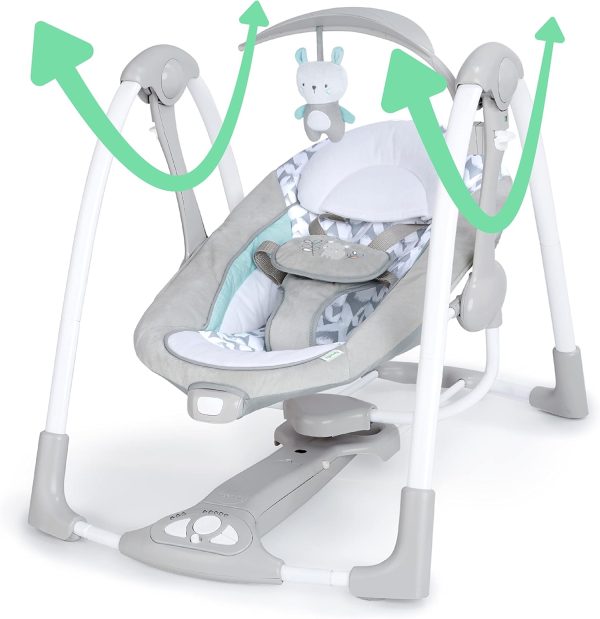Limited-Time Sale for Summer Surprises AED 99د.إ:Ingenuity 12189-3 Convertme Swing-2-Seat - Raylan, Pack Of 1 - Blue and Grey - Safety Belt & Removable Baby Toys Swing for Baby