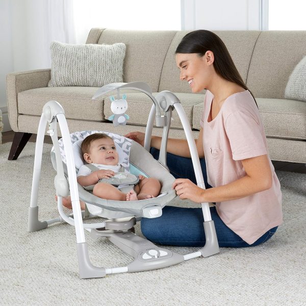 Limited-Time Sale for Summer Surprises AED 99د.إ:Ingenuity 12189-3 Convertme Swing-2-Seat - Raylan, Pack Of 1 - Blue and Grey - Safety Belt & Removable Baby Toys Swing for Baby
