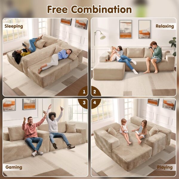 ovios 104" Cloud Sectional Couch with L-Shape Chaise,Modern Modular Sofa with Deep Seat, Upholstered Couches for Living Room Bedroom,No Assembly Required, Beige (Plush Corduroy...