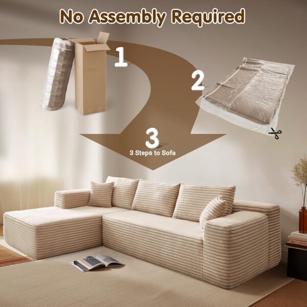 ovios 104" Cloud Sectional Couch with L-Shape Chaise,Modern Modular Sofa with Deep Seat, Upholstered Couches for Living Room Bedroom,No Assembly Required, Beige (Plush Corduroy...