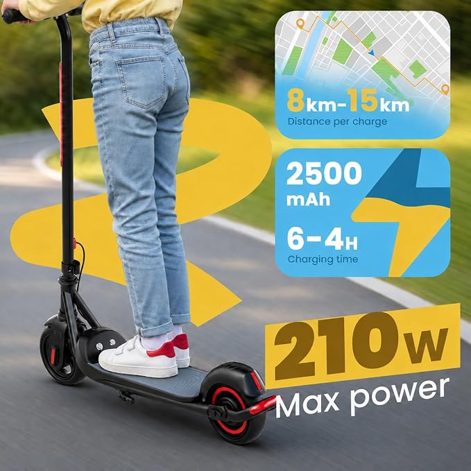 GRAFLO Electric Scooter for Kids, 150W Motor, 16KM/H Max Speed, 7-15KM Range, LED Lights, Rechargeable Battery, Ride On Toy for Boys & Girls, Ages 8-14 - Image 5