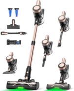 Cordless Vacuum Cleaner, 46KPa/500W Stick Vacuum with 55 Mins Runtime, Self-Standing Vacuum Cleaner for Home, LED Display, Anti-Tangle Brush, Rechargeable Vacuum for Pet Hair, Carpet & Hard Floors