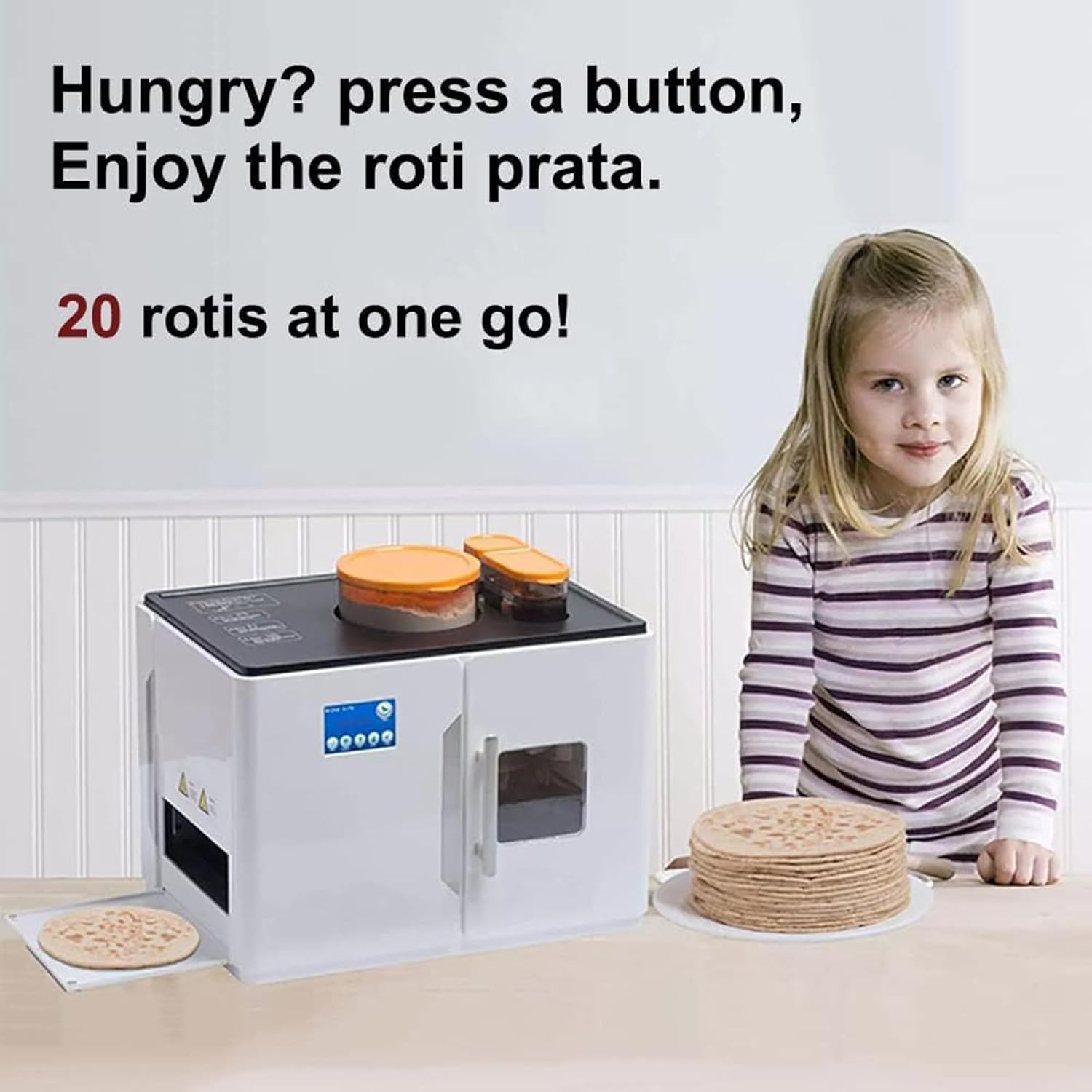 Roti Maker, Electric Chapati and Tortilla Machine, Makes 20 Pieces at Once for Flatbreads, Naan, and Pancakes, Fully Automatic Cooking Device - Image 5
