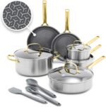 Stainless Steel Cookware Set, APEX Tri-Ply Thermobond PFAS-Free Ceramic Pots & Pans, Induction & All Cooktop Compatible, Oven Temp to 850°F, Dishwasher Safe