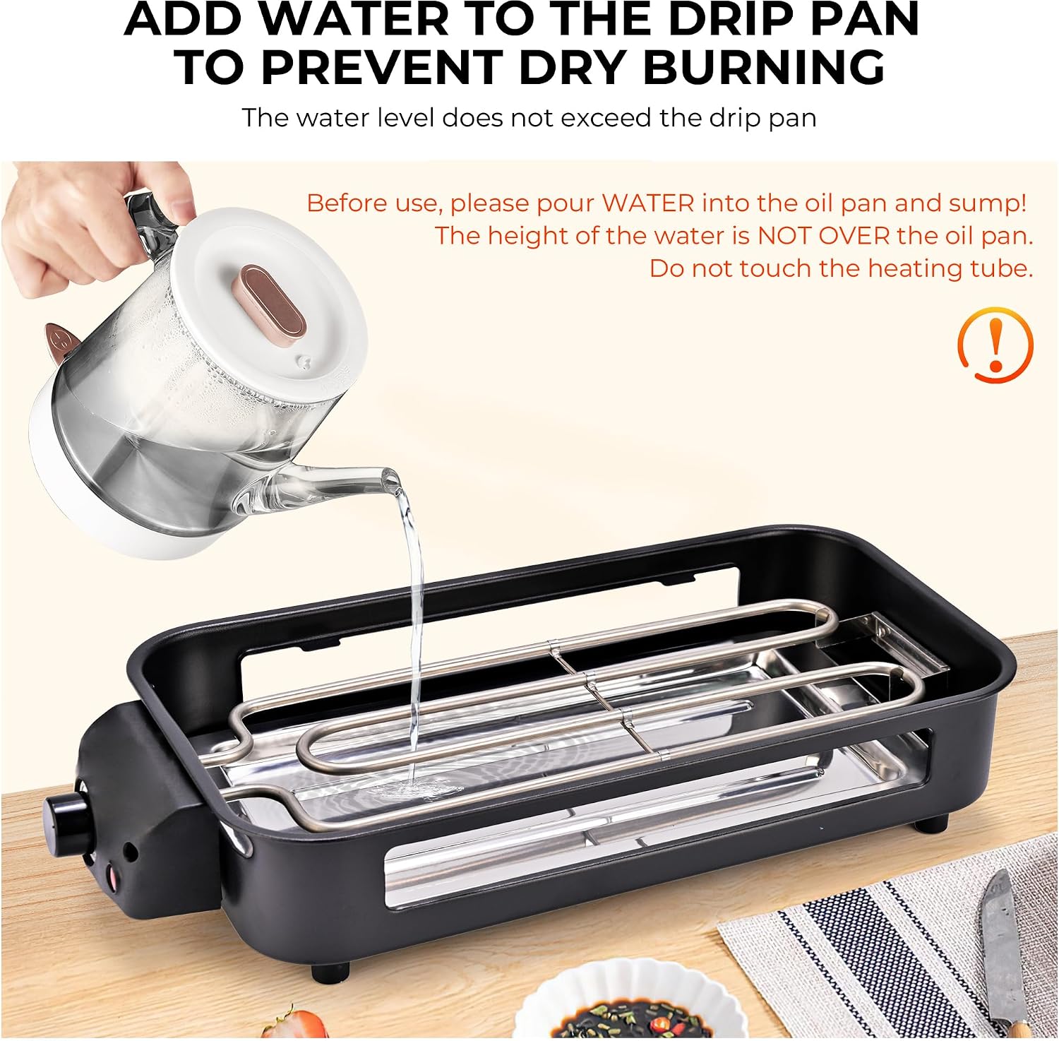Pukomc Electric Indoor Grill,2 in 1 Indoor Grills for Kitchen | Smokeless Grill Net & Non-Stick Cooking Removable Plate, Temperature Control, Dishwasher Safe, 1700W Black - Image 3